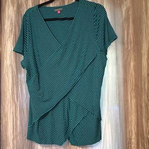 Vince Camuto striped short sleeve blouse.